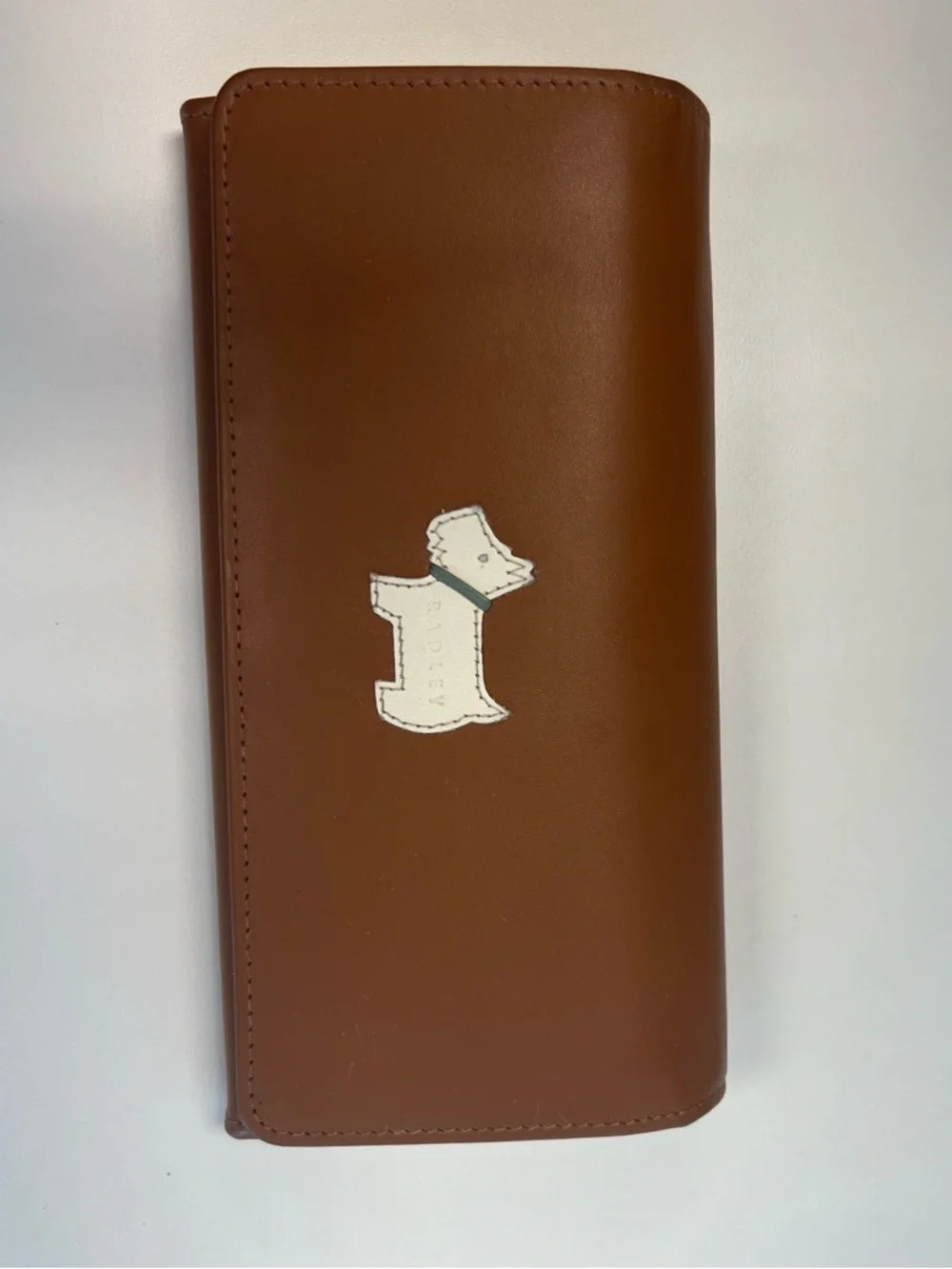 Bradley London Brown Leather Long Wallet with Dog Applique - Picture 1 of 9